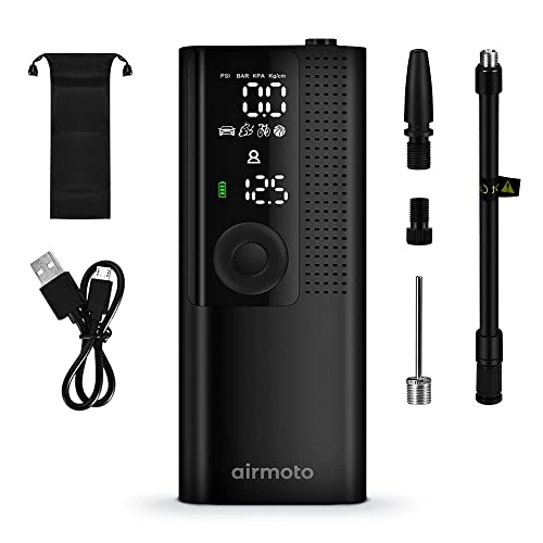 Airmoto Tire Inflator Portable Air Compressor - 2pack - Air Pump for Car Tires with Tire Pressure Gauge (120 PSI) - One Click Smart Pump Tire Inflator for Car, Motorcycle, Bicycle and More