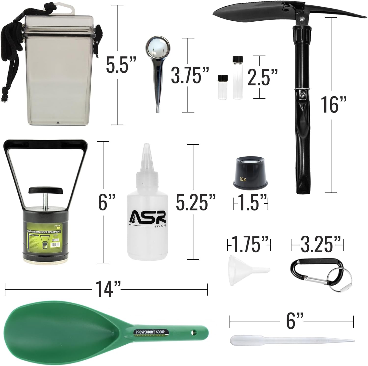 ASR Outdoor 21pc Complete Sluice Box Gold Panning Kit with 1/2 Classifier Screen Prospecting Equipment