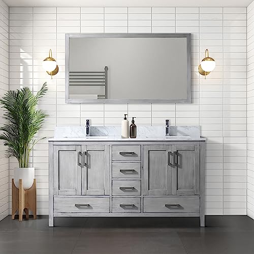 Big Sur 60 in. W x 22 in. D Dark Grey Double Bath Vanity and Carrara Marble Top
