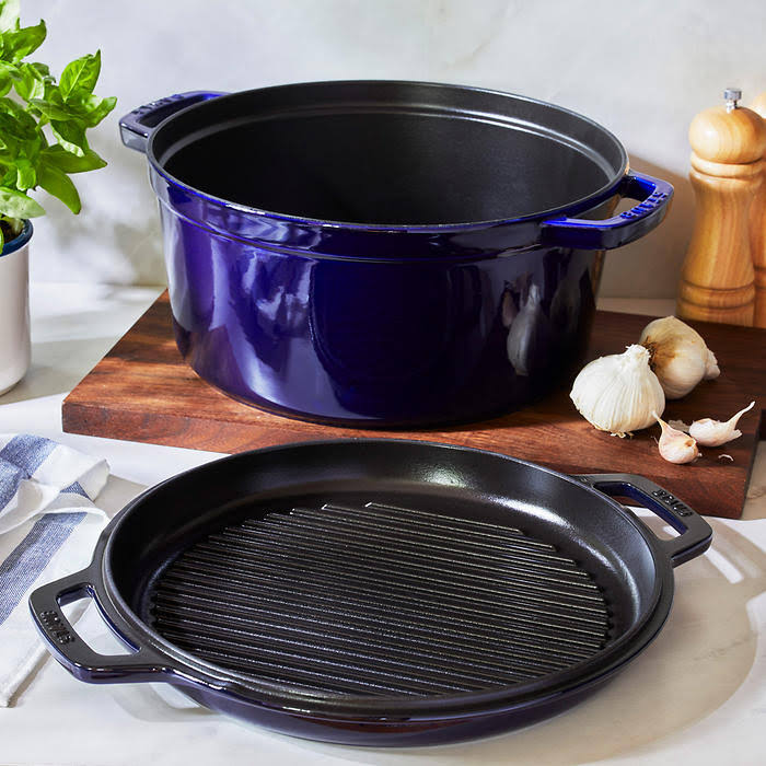 Staub Cast Iron 7 Qt. Braise u0026 Grill - Dark Blue