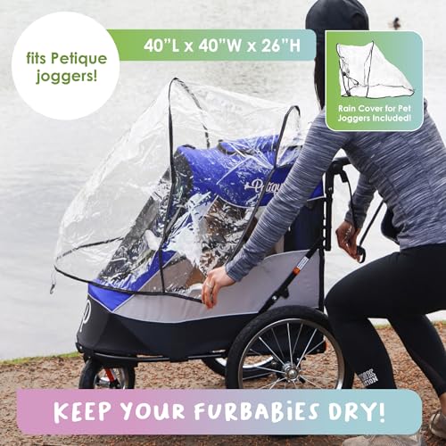 Petique Trailblazer Pet Jogger/Stroller, Bike Trailer, Shock Absorbing Bike Wheels, Large Entry Way, Peek-a-boo Window, Small/Medium/Large Dogs, Cats and Pets, Supports up to 77LBS - Mars (Red)