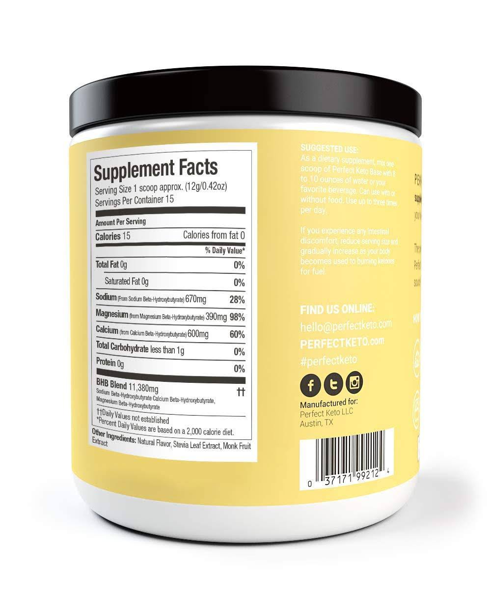 Perfect Keto Exogenous Ketones: Base BHB Salts Supplement Vanilla Flavor