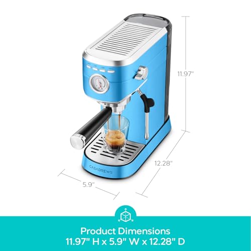 CASABREWS CM5418 Espresso Machine 20 Bar, Compact Espresso Maker with Steam Milk Frother, Stainless Steel Coffee Machine with 34oz Removable Water Tank for Cappuccino, Latte, Silver