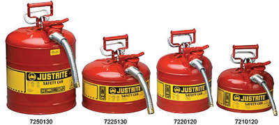 Justrite 7225130 Type II AccuFlow 2.5 Gallon 1x22 Hose Steel Safety Can, Red