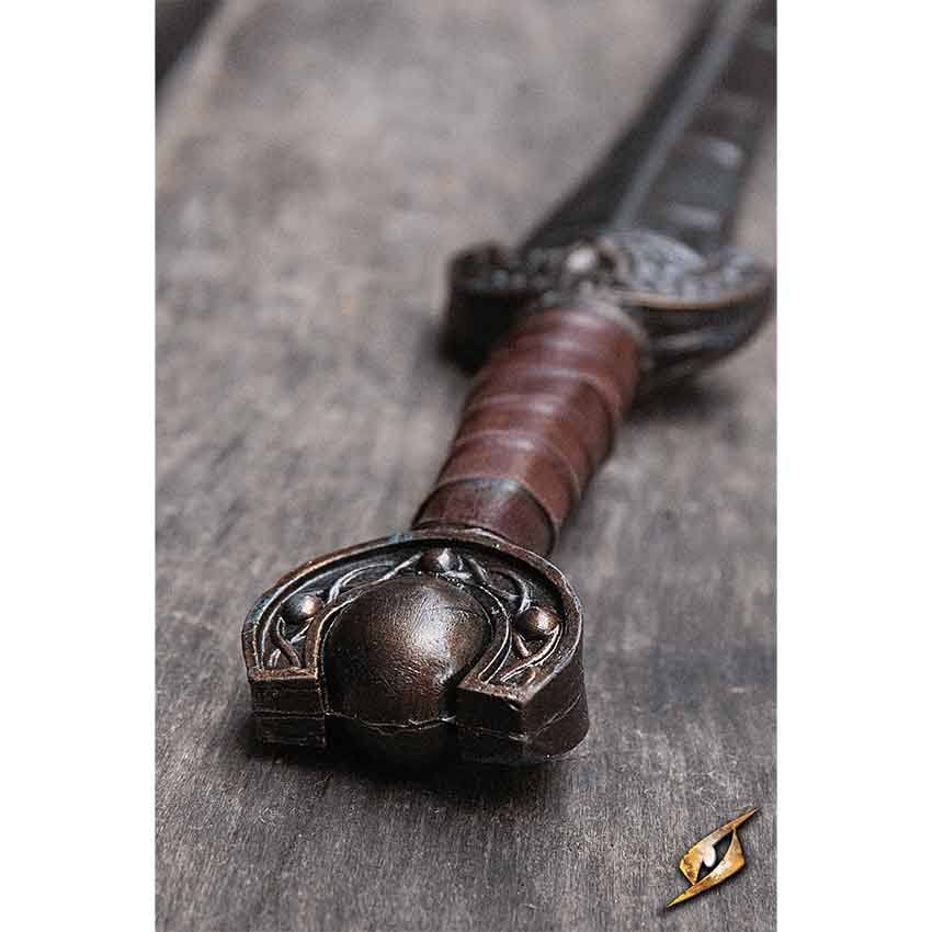 Battleworn Celtic Leaf LARP Sword - 100 cm | Leather by Medieval Collectibles