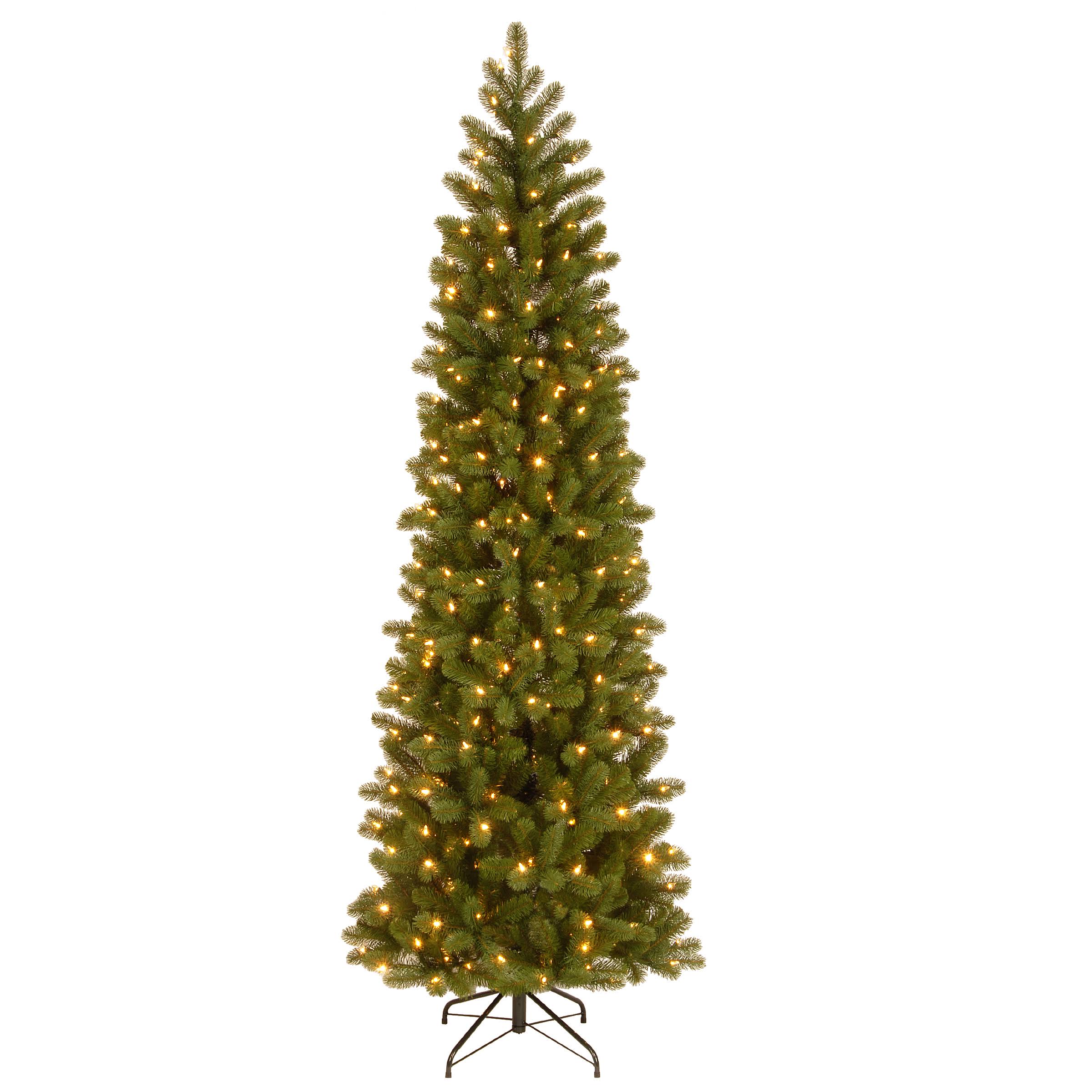 National Tree 7.5 Foot Feel Real Downswept Douglas Fir Pencil Slim Tree with 350