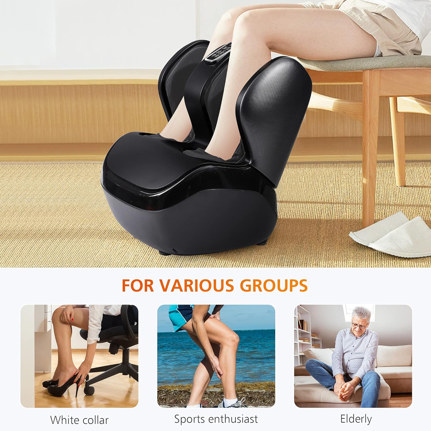 Snailax Shiatsu Foot Massager with Heat, Foot Calf Massage Machine for Plantar Fasciitis, Circulation and Pain, Relaxation, Kneading, Compression, Vibration, Rolling(No Remote)