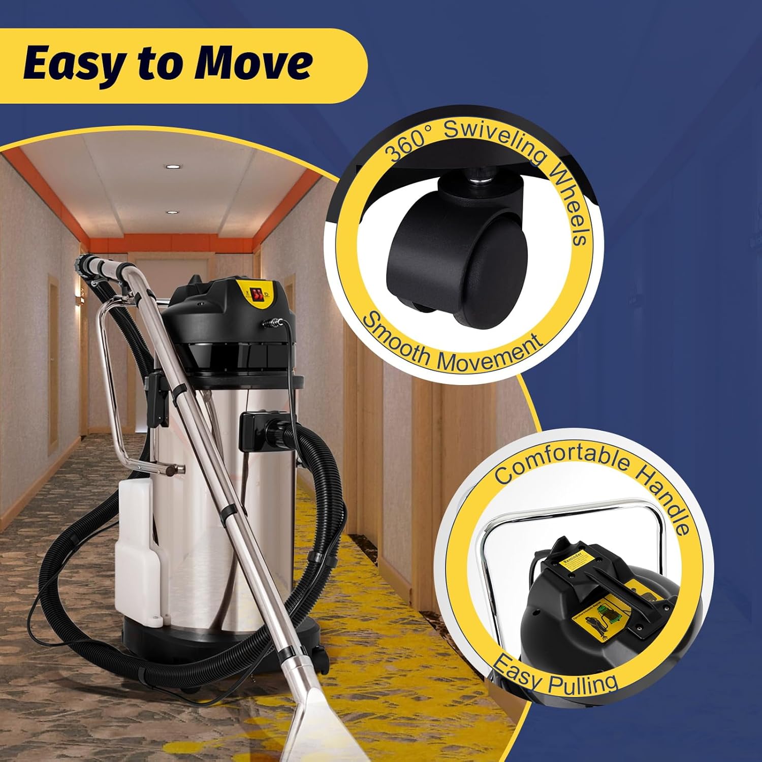 40L/11Gal Portable Carpet Cleaning Machine, 110V Commercial Carpet Cleaner, Household Dust Cleaner Extractor, 1034w Vacuum Cleaner Extractor Dust Collector Fits for Hotel & Guest Houses