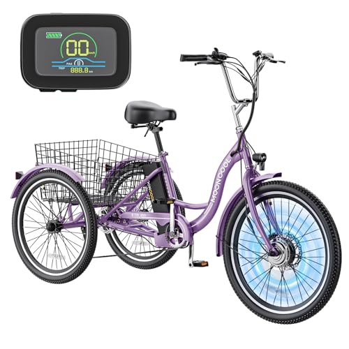 Electric Tricycle Trike for Adults 350W 36V Removable Battery 24/26 Inches 7 Speeds 3 Wheels Electric Bikes Bicycle for Adults, Three Wheel Electric Cruiser Tricycle
