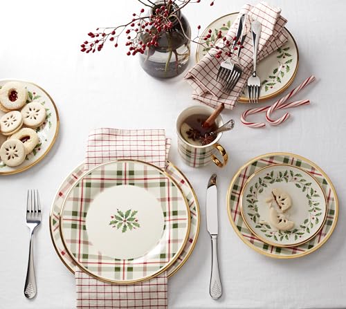 Lenox Holiday Plaid 12-Piece Dinnerware Set, 11.07, Red & Green