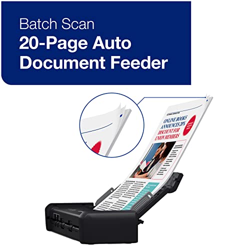 Epson - Workforce ES-C320W - Wireless Compact Desktop Document Scanner - 2-Sided Scanning and Auto Document Feeder - Paper and Card Scanner - Black