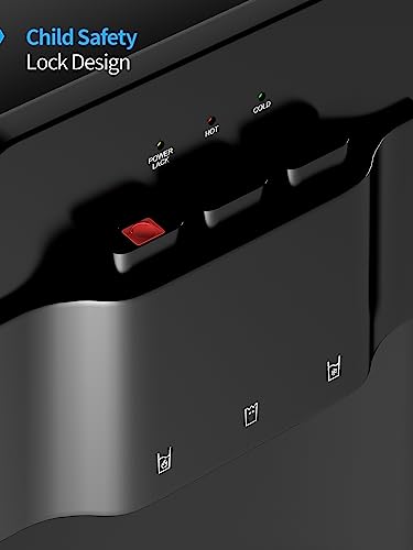 TABU Bottom Loading Water Cooler Dispenser of 3 Temperature Settings - Hot, Cold, Room Water, for 3 or 5 Gallon Bottles, with Child Safety Lock& Anti-Scalding Design, (Black)