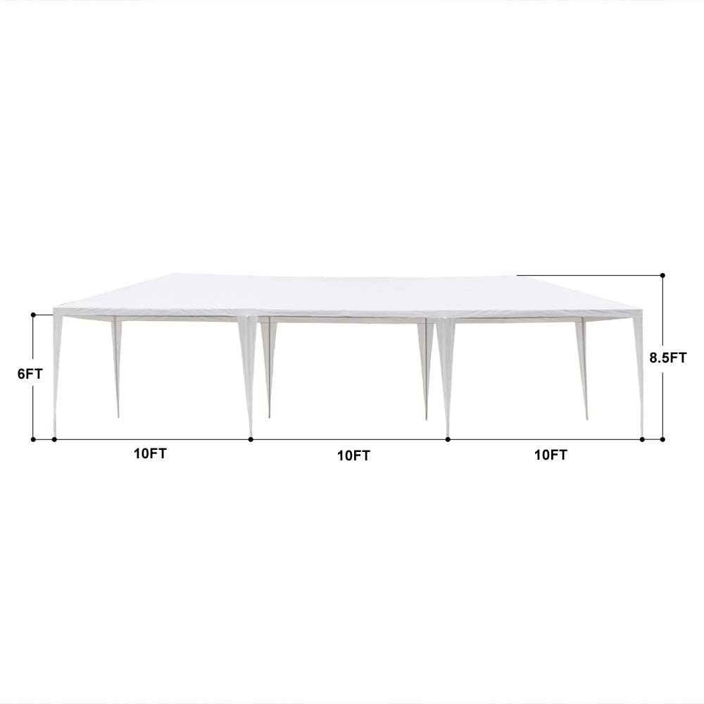 10'x30' Outdoor Canopy Party Wedding Tent White Gazebo Wedding Canopy with 7 Removable Walls