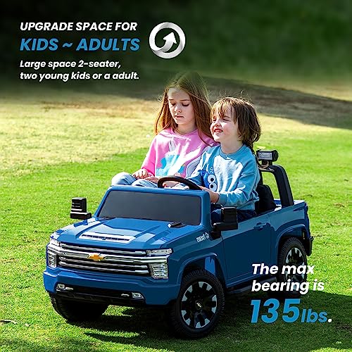 Track Seven 24V Ride on Car for Kids,Licensed Silverado HD 2 Seater Electric Car,Kids 24V 2 Seater Ride On Car with Remote Control,24V Ride on Truck,Music,ABC,Electric Vehicle, Blue