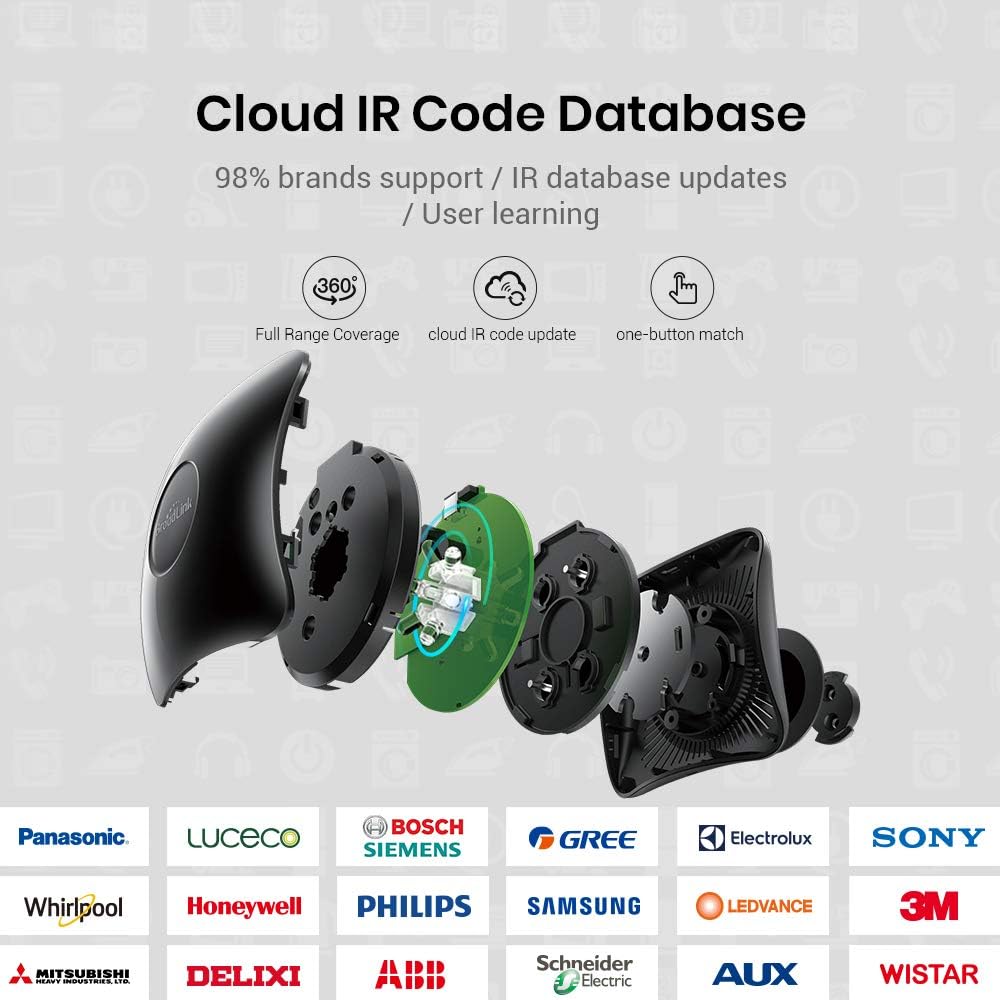 BroadLink RM4 pro Smart IR/RF Remote Control Hub with Sensor Cable-WiFi IR/RF Blaster for Smart Home Automation, TV, Curtain, Shades Remote, Works with Alexa, Google Assistant, IFTTT (RM4 pro S)