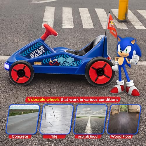 Bluey 6V Electric Go Kart for Kids, Electric Ride-On Toy with Lights, MP3 Jack, Remote Control, Seat Belt, Ages 3-6, Durable PVC and Iron Construction, Rechargeable Battery
