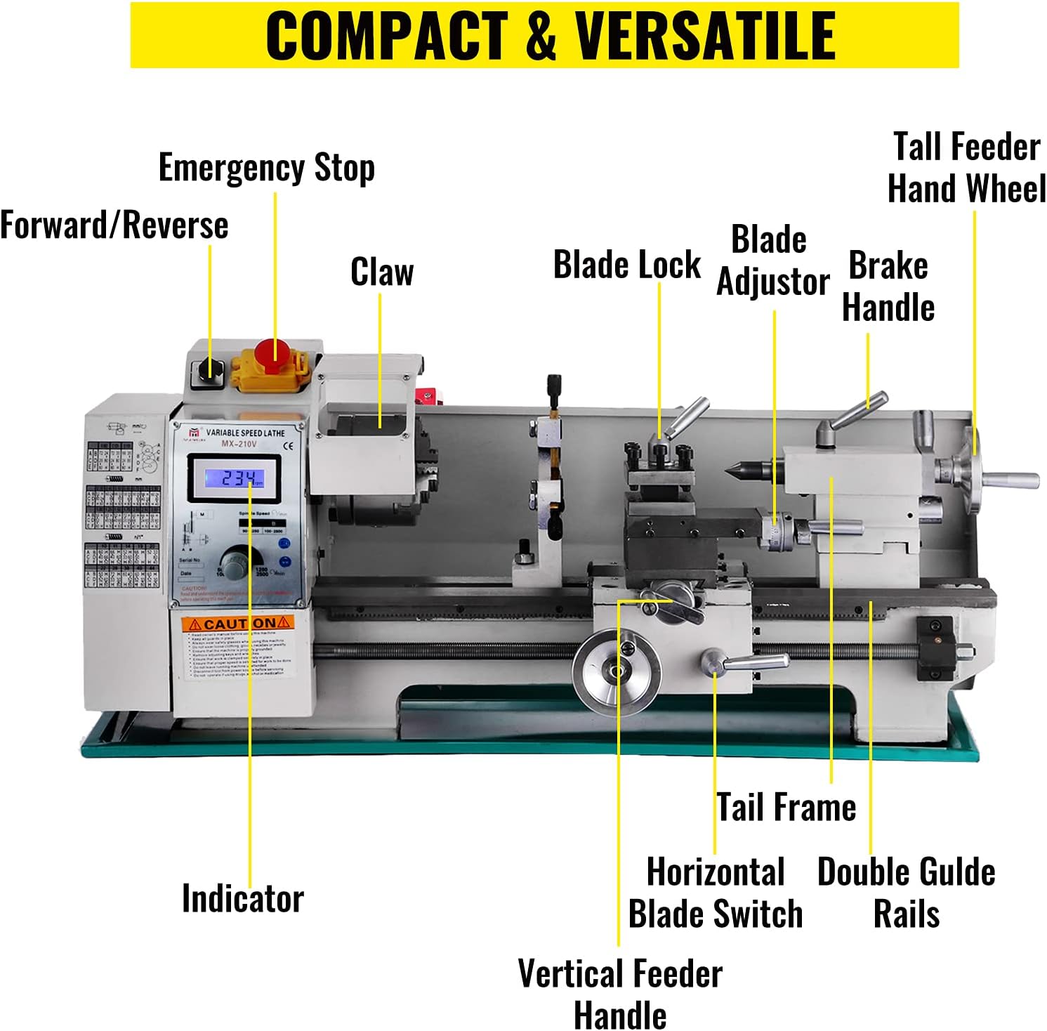 BestEquip Metal Lathe 8x16", Maintenance Free Brushless Motor Precision Mini Metal Lathe, Variable Spindle Speed Lathe Machine 50-2500 RPM 750 W, for Various Types of Metal Turning