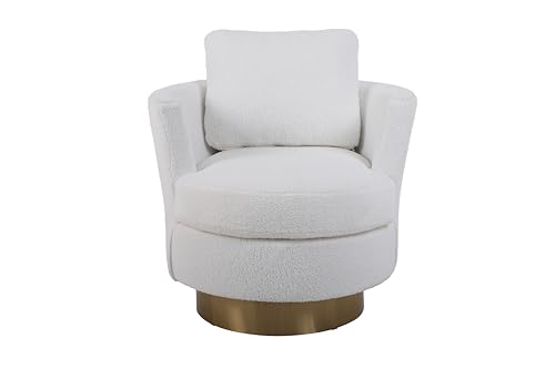 Swivel Barrel Chair,Teddy Round Swivel Accent Chair,Comfy Modern 360 Degree Swivel Reading Chair,Sherpa Armchair Swivel Club Chair for Bedroom,Hotel, Living Room,Nursery,White