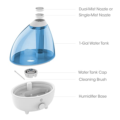 Pure Enrichment MistAire Ultrasonic Cool Mist Humidifier - Quiet Air Humidifier for Bedroom, Nursery, Office, & Indoor Plants - Lasts Up To 25 Hours
