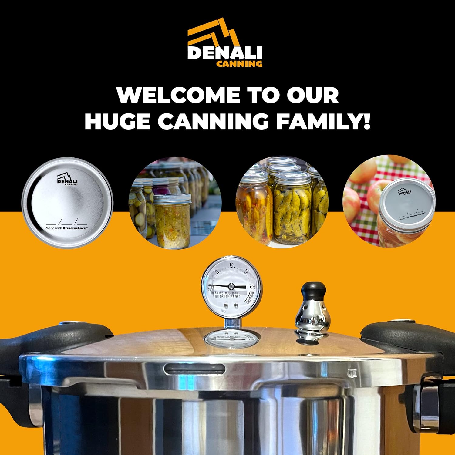 23 Quart Pressure Canner & Cooker | Induction Compatible | Pressure Gauge & Pressure Regulator | Aluminum & Stainless Steel | Denali is a USA Company
