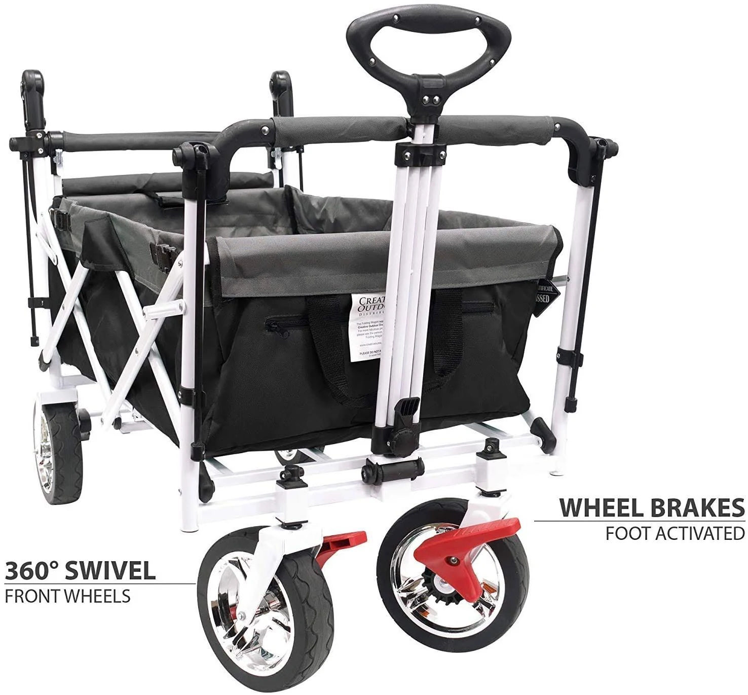 Push Pull Folding Wagon Stroller with Canopy 900580 Black/Gray