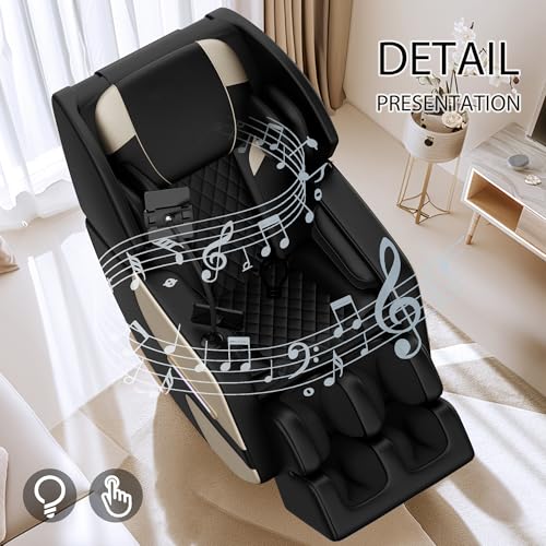 Massage Chair Full Body, Zero Gravity Massage Chair with Auto Modes, Airbag Massage, 6 Fix Point Rollers, Foot Massage, Heating, Touch Screen Controller, Gray Home Relaxation Recliner with Massage