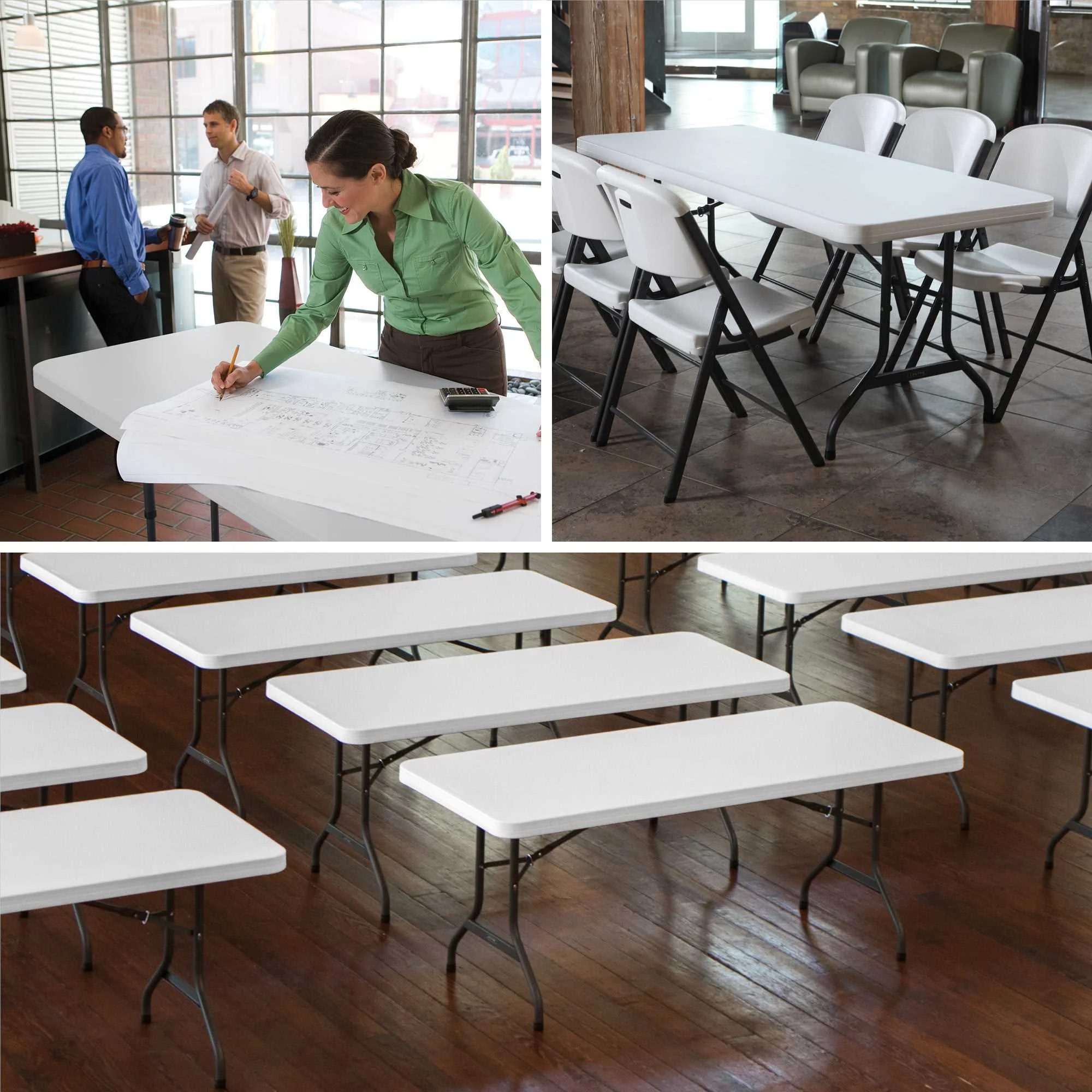 Lifetime 6 Foot Rectangle Folding Table, Indoor/Outdoor Commercial Grade, White Granite (22901)