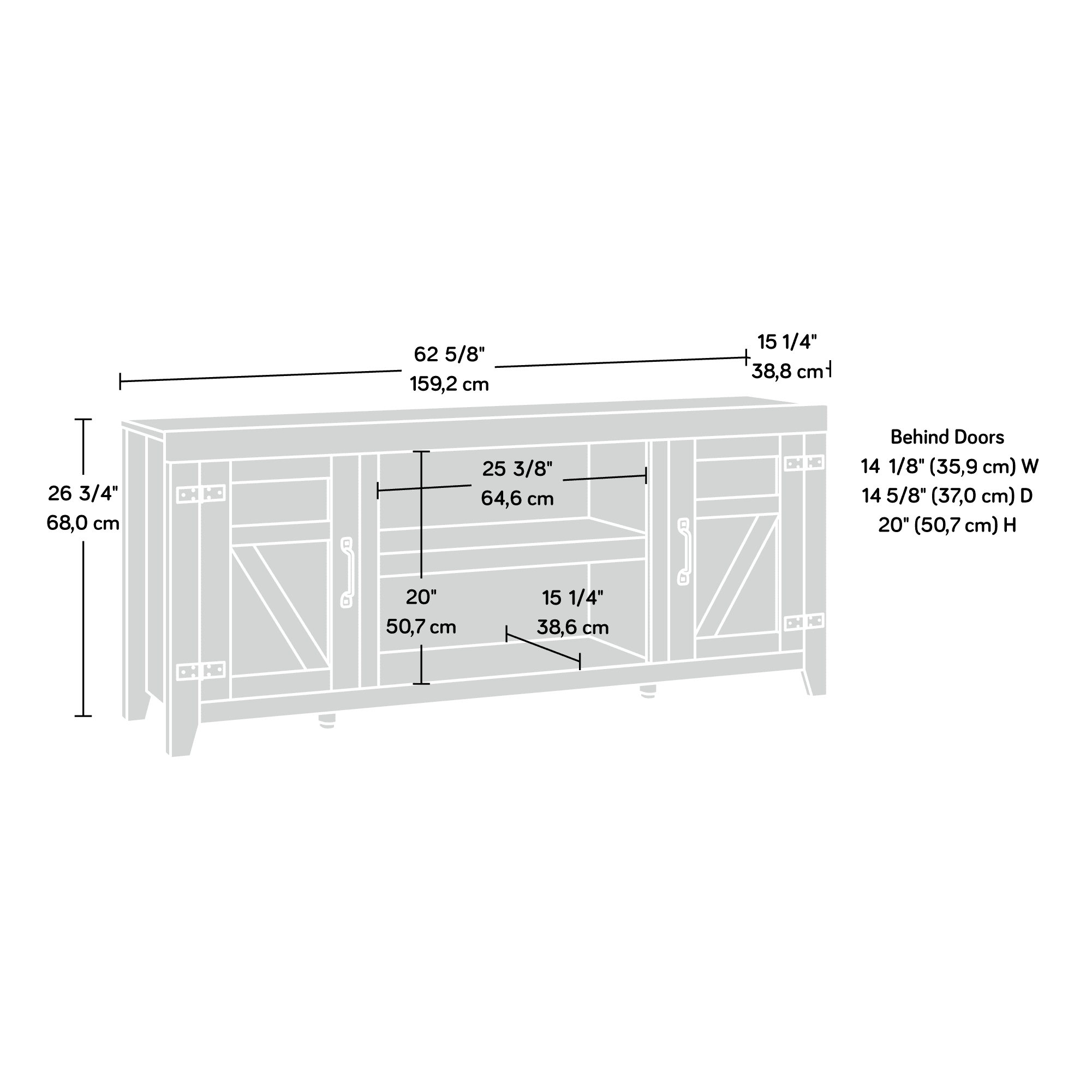 Sauder Farmhouse TV Stand, for TVs up to 70", Sindoori Mango Finish