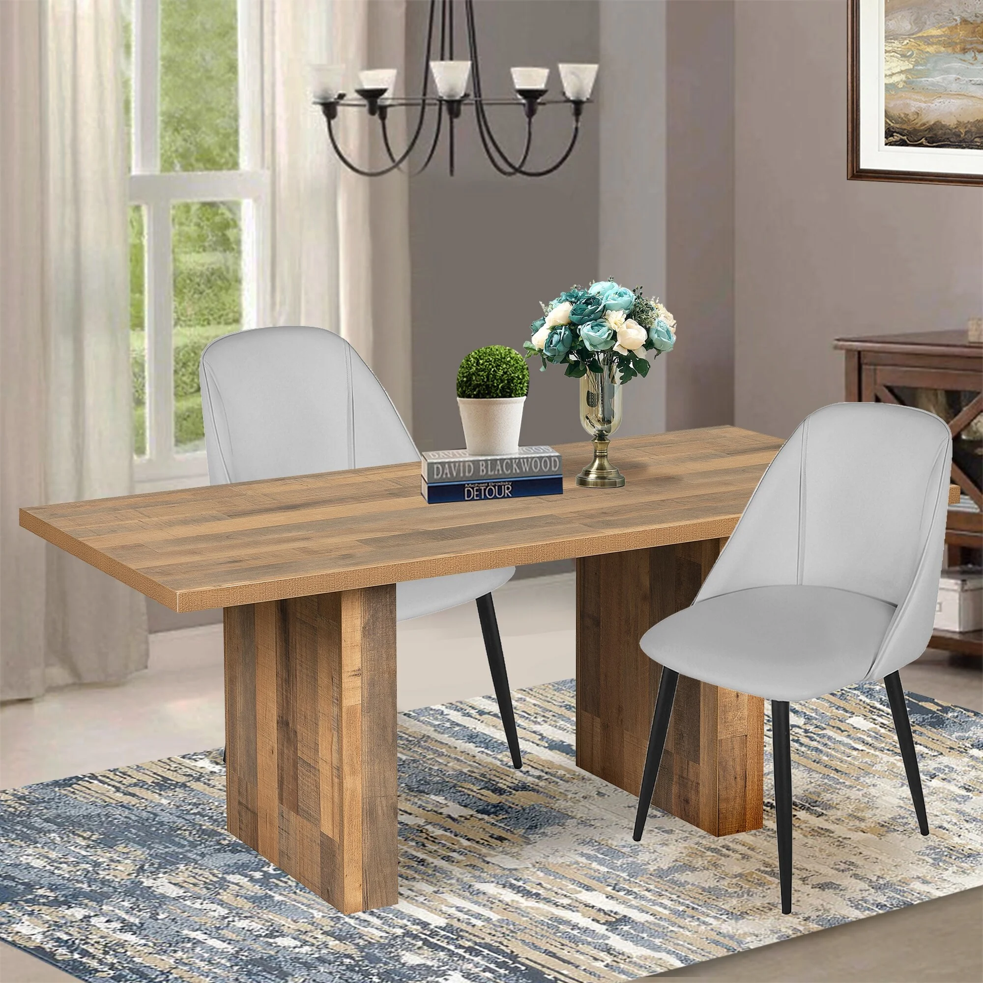 DT13_WALNUT_N_OS 70" Wood Rectangular Heavy Duty Kitchen Home Dining Room Table With Melamine Finish Mix Oak Oak Finish, Wood Finish Industrial,