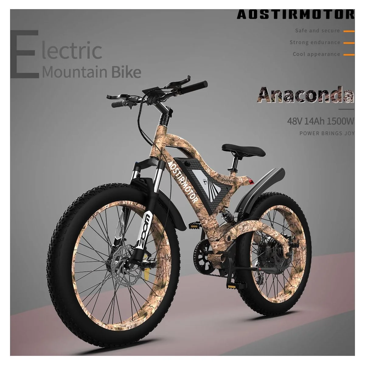 26" 1500W Electric Bike Fat Tire 48V 15AH Removable Lithium Battery Mountain Bicycle Shimanos Bicycle Full Suspension MTB Bikes for Adults