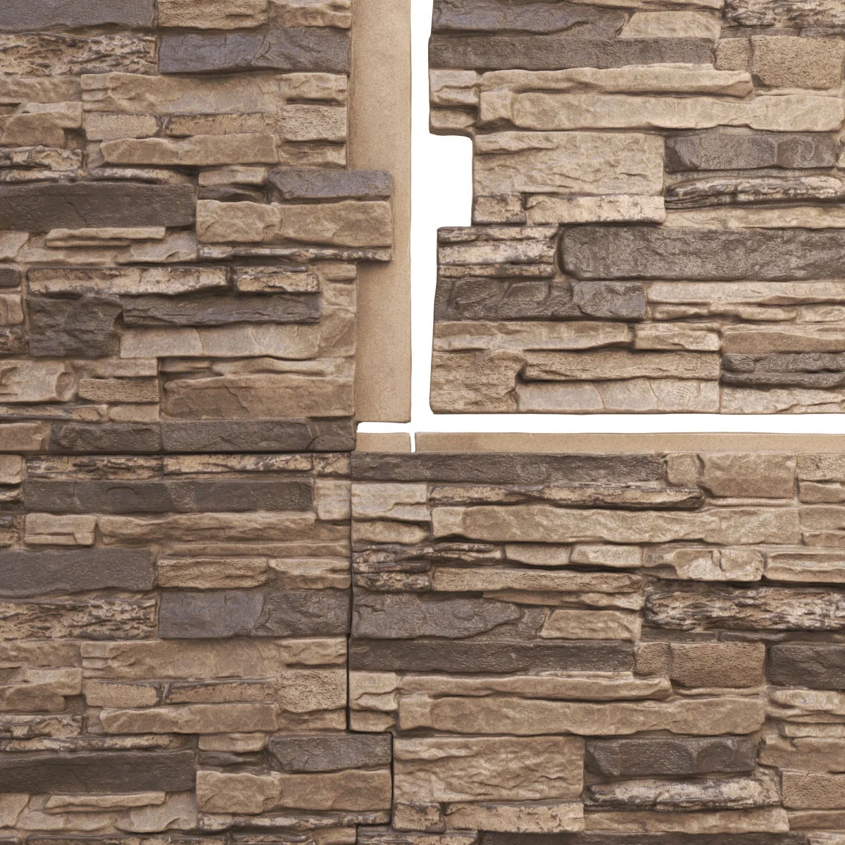 Ekena Millwork 45.75"W x 24.50"H x 1.25"D Canyon Ridge Stacked Stone, StoneWall Faux Stone Siding Panel, Smokey Ridge - Curated Treasures Market