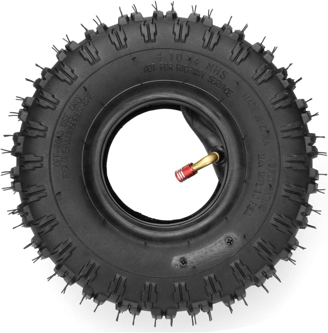 FVRITO 2 Pack of 4.10-4 410-4 4.10/3.50-4 Tire with Inner Tube for Lawn Mowers Garden Rototiller Snow Blower Mowers Hand Truck Wheelbarrow Go Cart Kid ATV Pack of 2