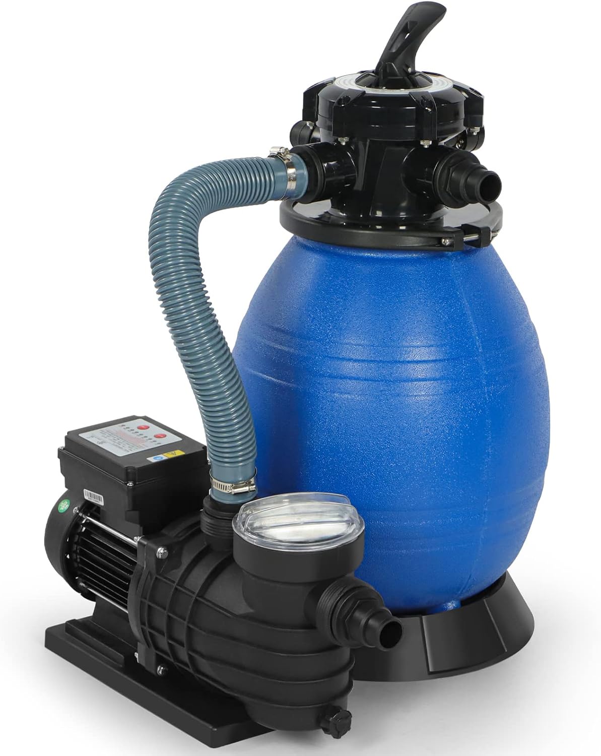 13" Pool sand Filter Above Ground Pool Sand Filter Pump, Sand Filter Pump with Timer,2853 GPH Above Ground Pool Sand Filter System with 6 Way Valve, Up to 11520 Gallons Black+blue