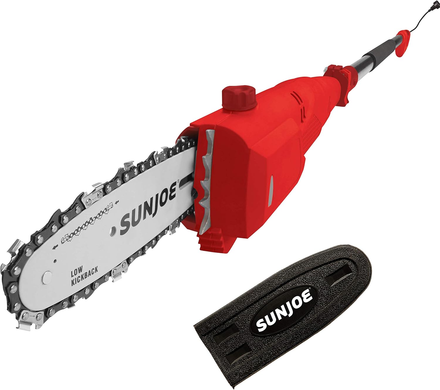 Sun Joe SWJ800E 8-Inch 6.5-Amp Telescoping Electric Pole Chain Saw with Automatic Chain Lubrication System