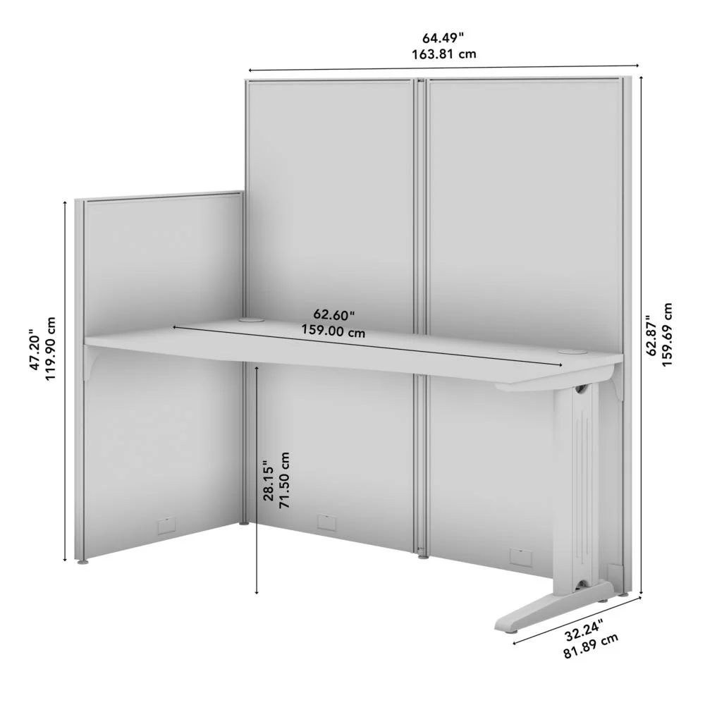 BBF Office in an Hour Engineered Wood Straight Cubicle Desk in Pure White