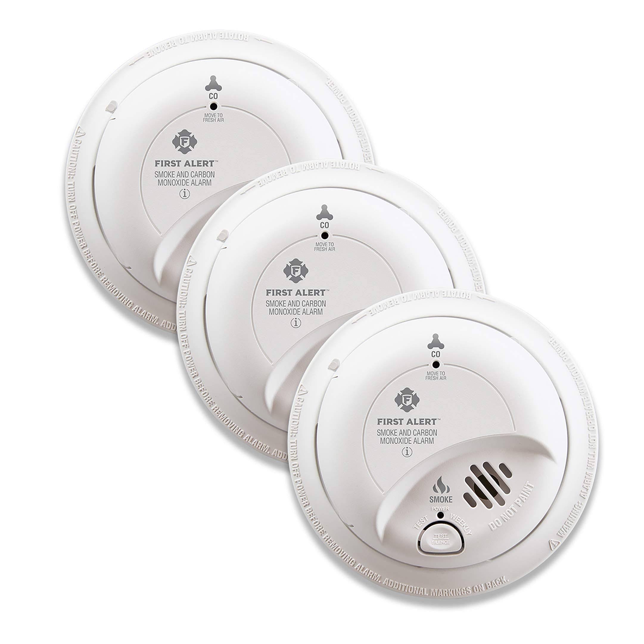 First Alert Brk SC9120B-3 Hardwired Smoke and Carbon Monoxide (CO) Detector with Battery Backup, 3-Pack