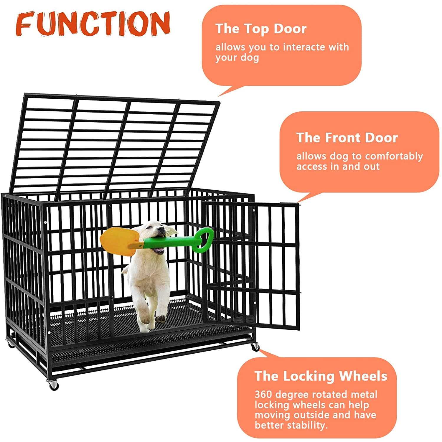 Vitesse Heavy Duty Indestructible high Anxiety Dog Crate cage for Outdoor and Indoor with Removable Tray - Pet Supplies online store
