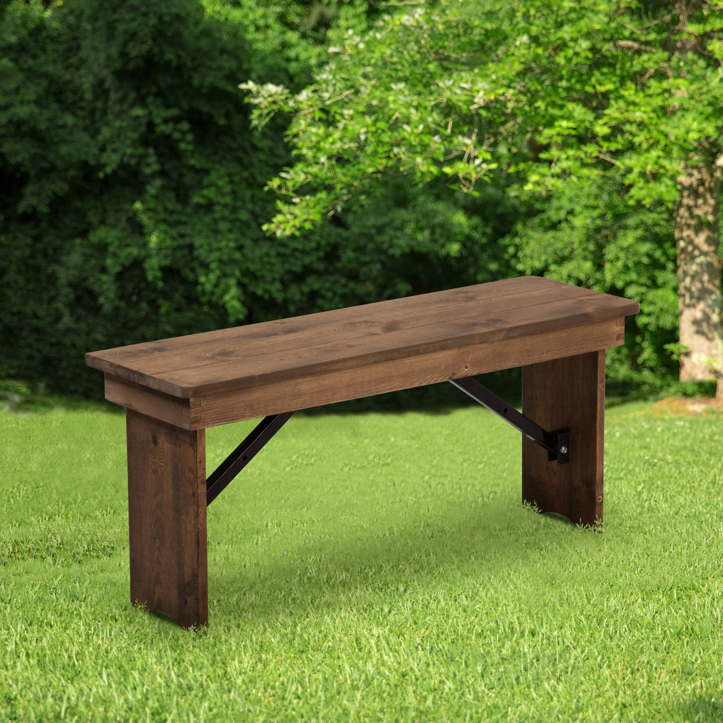 Lancaster Home Hercules Series 40 x 12 Solid Pine Folding Farm Bench Antique Rustic