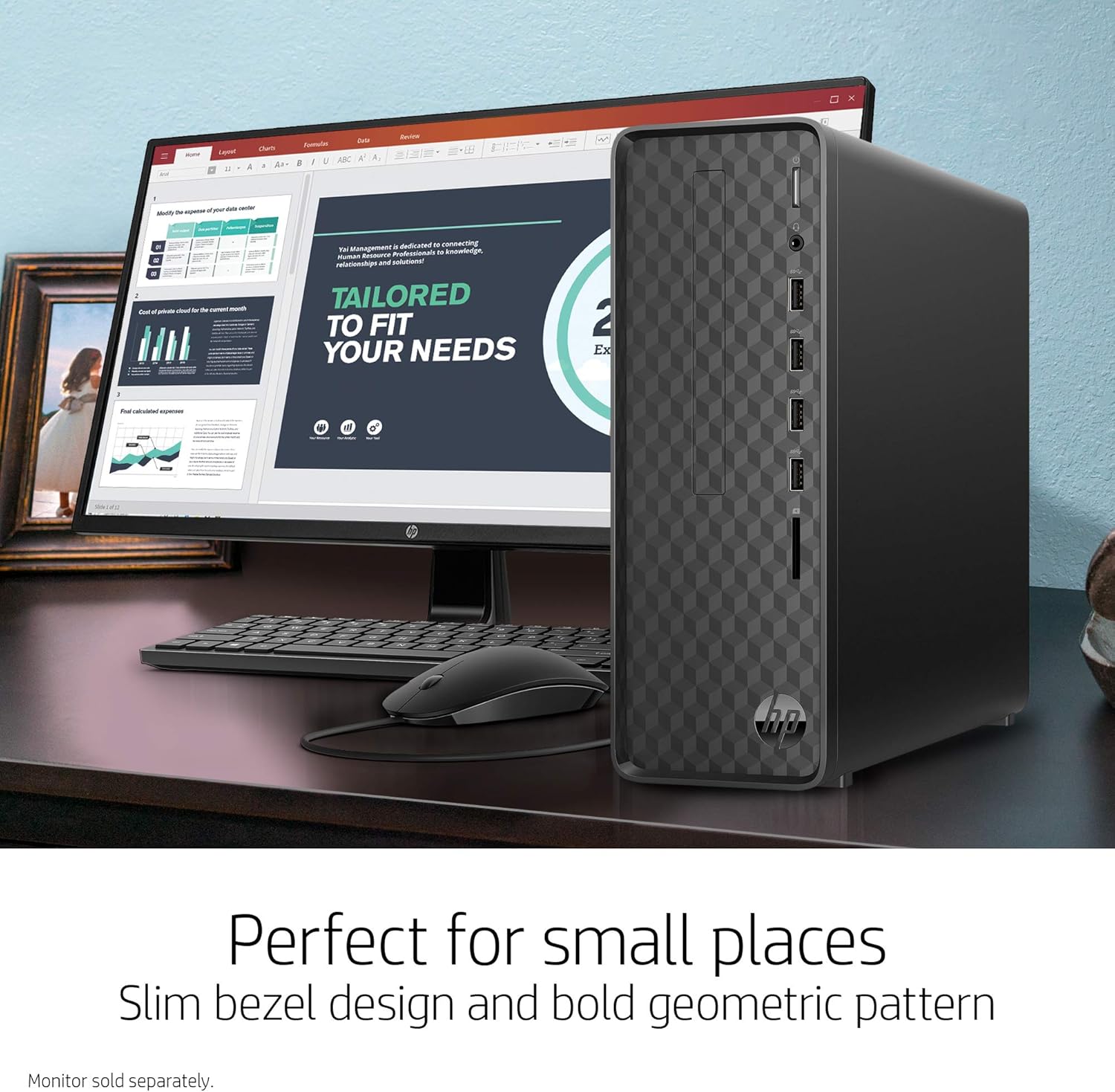 HP - S01-aF0011 Slim Desktop, AMD Athlon Silver 3050U, 4GB RAM, 256 GB SSD, Windows 10 Home (S01-aF0011, Black) Jet Black