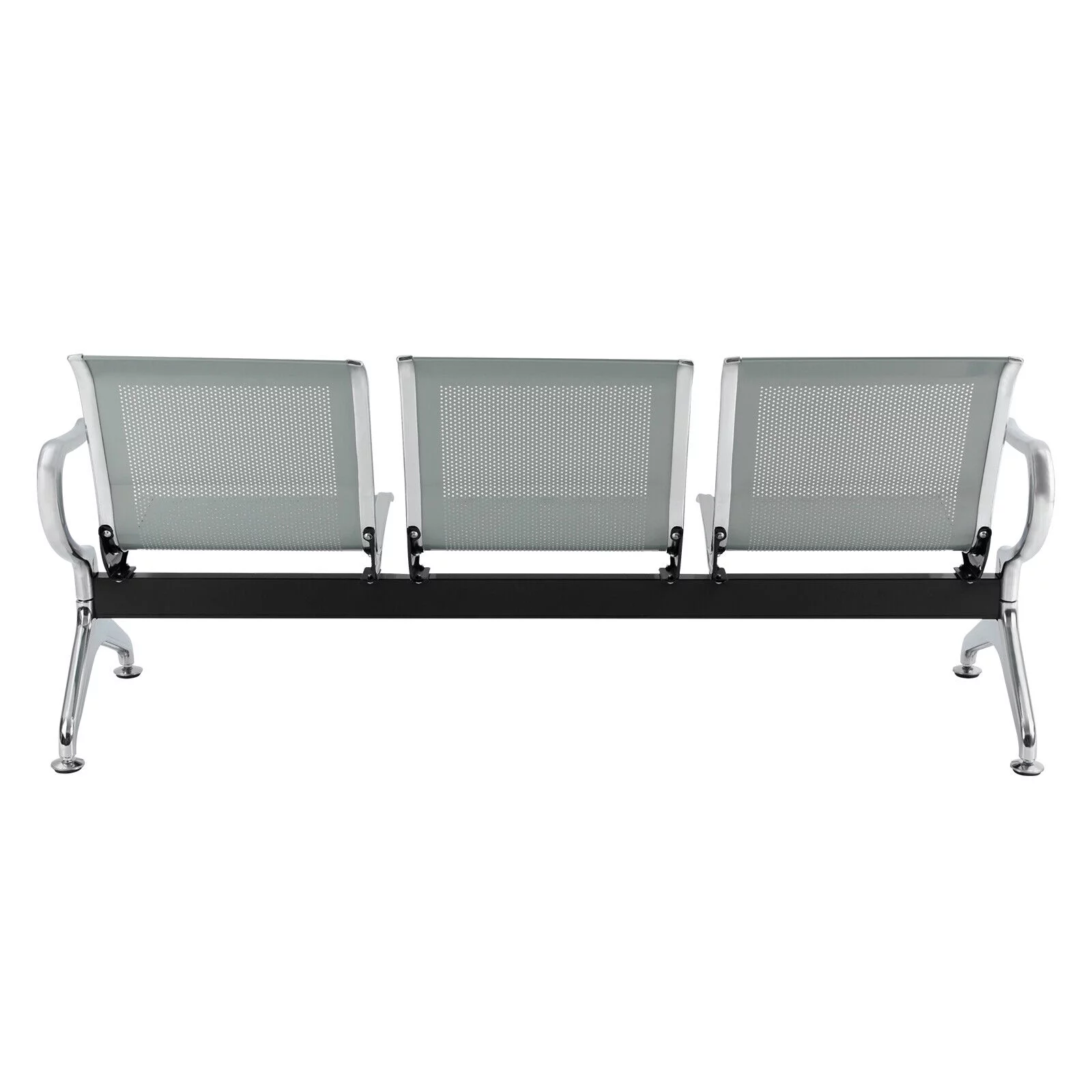 Miumaeov Office Reception Chair 3-Seat Guest Reception Chairs Waiting Room Chairs Steel Reception Bench with Arms for Airports Hospitals Barber Stores Silver