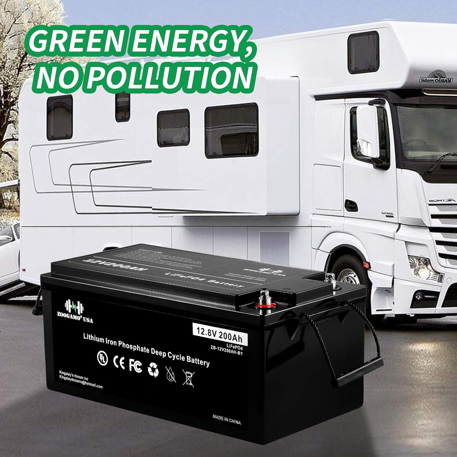 ZOOGAMO 12V 300Ah Lithium LiFePO4 Deep Cycle Rechargeable Battery with Built-in BMS, 3000+ Cycles & 10-Year Lifetime, Perfect for RV, Solar, Marine, Overland, Off-Grid Applications (12V-300AH)