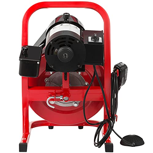 VEVOR Portable Sewer Snake Auger Cleaner with Cutters & Air-Activated Foot Switch for 1" to 4" Pipes, Black, Red