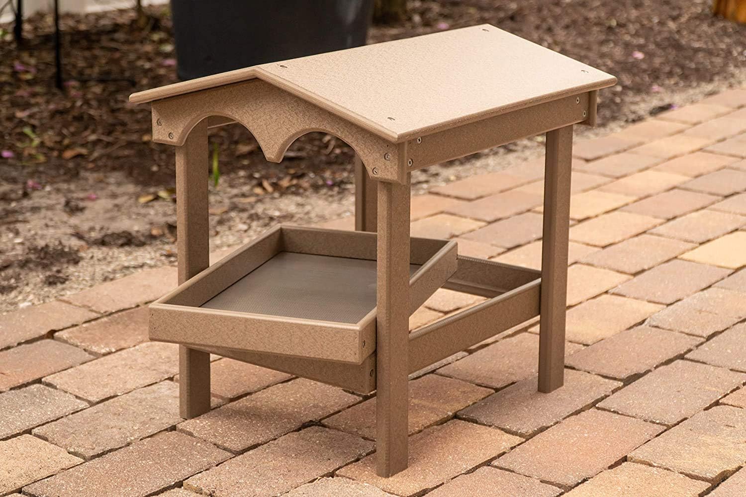 DutchCrafters Large Covered Ground Feeder with Removable Tray for Birds and Wildlife, Made from Plastic Poly - Amish Made in America (Turf Green)