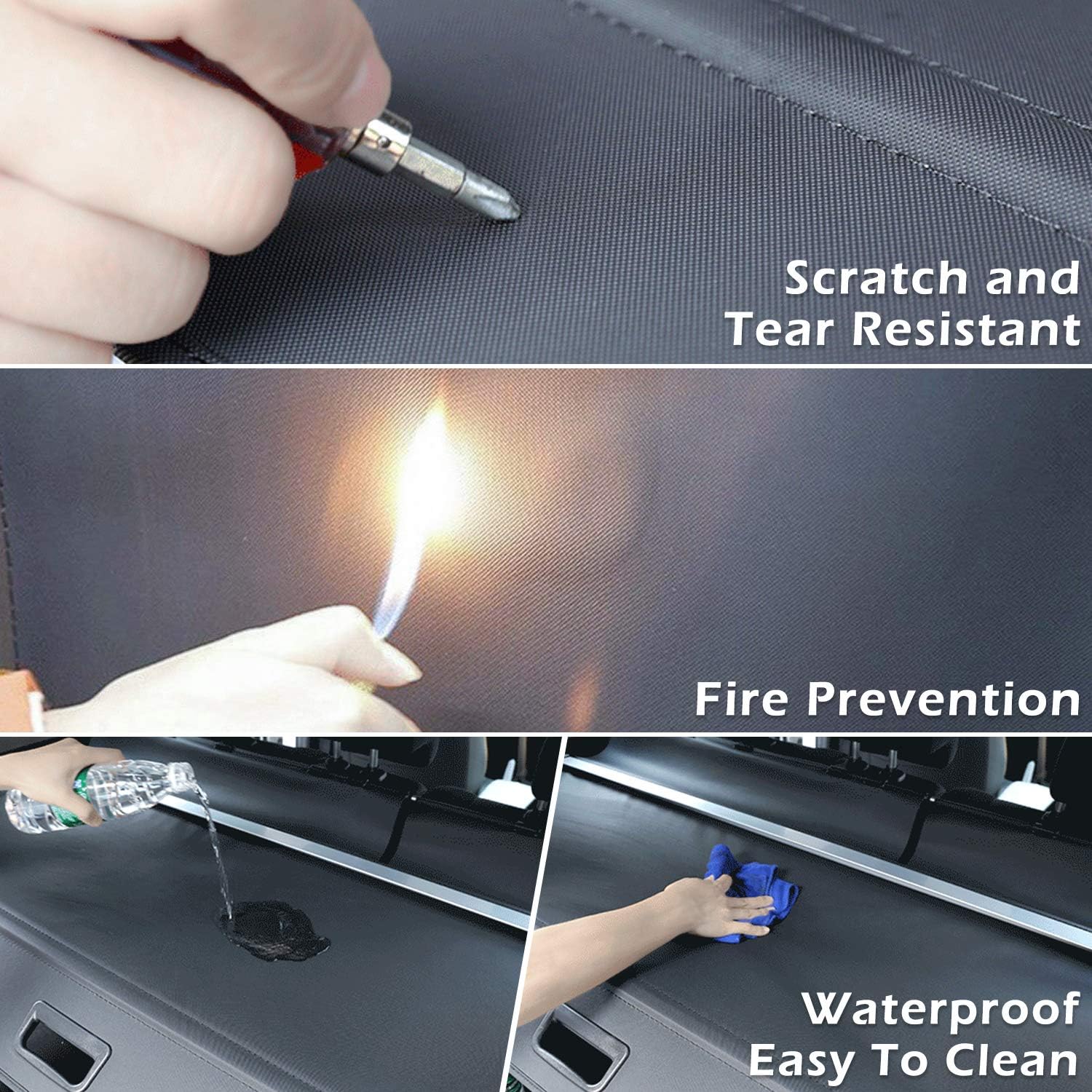 Trunk Cargo Cover For Ford Escape 2013~2019 Black Retractable Rear Cargo Security Shield Shade Waterproof All Weather【Updated Version:There is No Gap Between The Back Seat】 Pack of 2