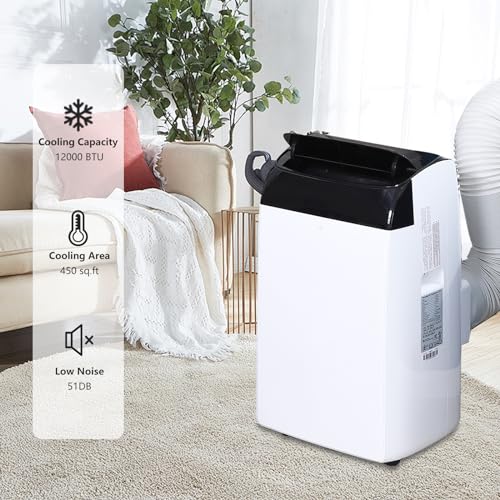 12000 BTU Portable Air Conditioners with Remote Control 3-in-1 Free Standing Cooling AC Unit with Fan & Dehumidifier, Cools Room up to 550 Sq. Ft