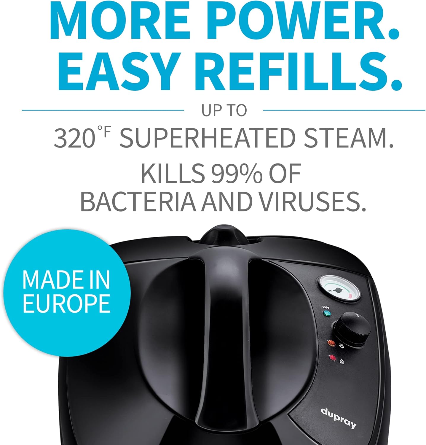Dupray One Plus Steam Cleaner- Most Powerful Home and Professional, Chemical Free, Disinfecting, Portable Steamer for Cars, Floors, Grout, Tile, Windows, Furniture and made in Europe.