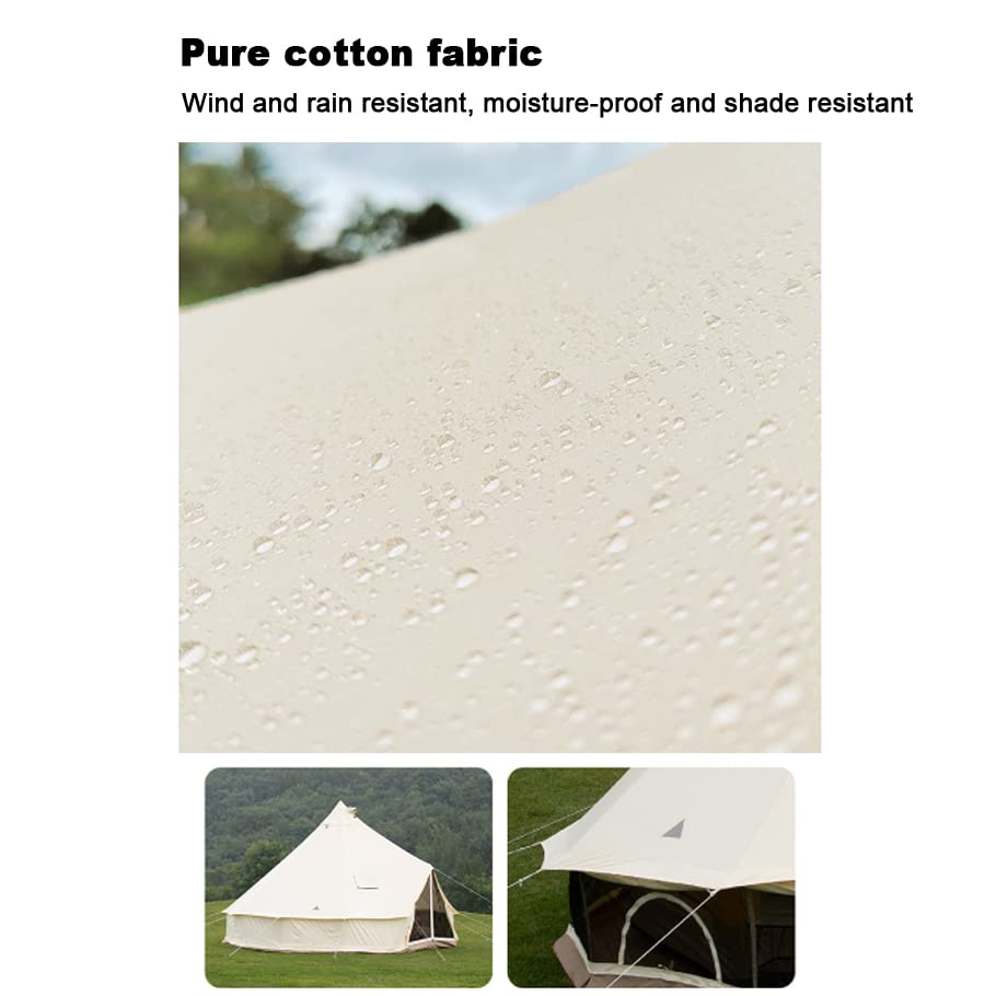 Canvas Bell Tent- w/Stove Jack, 4 Season Luxury Glamping Tent Waterproof Yurt Tents for Family Camping Outdoor Hunting Party