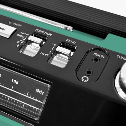 Studebaker SB2145 80's Retro Street Bluetooth Boombox with FM Radio, CD Player, LED EQ, 10 Watts RMS Power and AC/DC