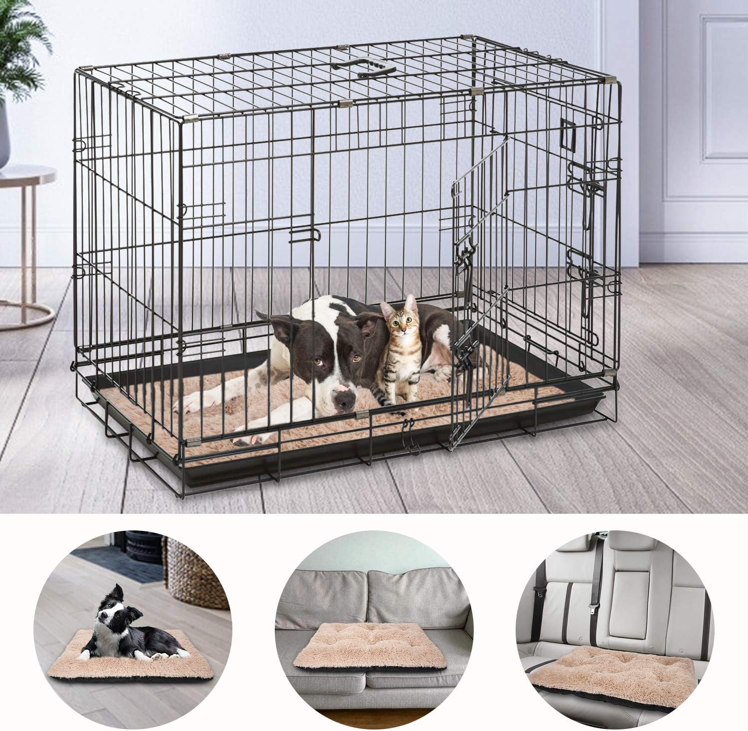 JOEJOY Large Dog Bed Crate Pad, Dog Beds for Large Dogs,Ultra Soft Calming Washable Non-Slip Kennel Crate Pad Mat for Extra Large Medium Small Dogs&Cats Sleeping and Anti Anxiety