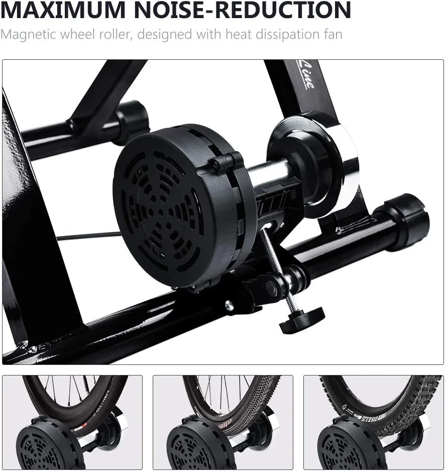 Bike Trainer Stand for 26"-28" Mountain & 700C Road Bikes, Indoor Stationary Bicycle Exercise w Quiet Noise Reduction / Wider 8 Levels Resistance